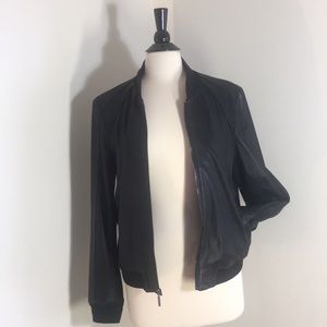 Cole Haan black leather zip jacket😎!